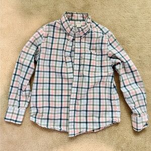 J Crew - Crewcuts Pink and Blue-Green Plaid Button-Down Shirt